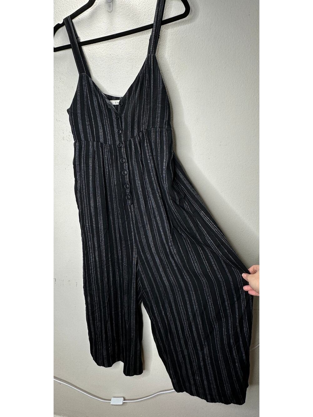 Dreamers Black & White Pinstripe Wide Leg Crop Romper Jumpsuit S